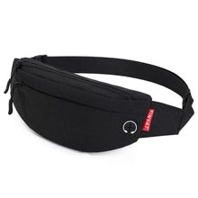 Load image into Gallery viewer, Black Crossbody Fanny Pack Simple Design Belt Bag Canvas Hands Free Travel Bag Sports Workout Durable Lightweight Fanny Packs For Festivals