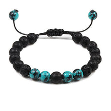 Load image into Gallery viewer, Black Lava Stone Crown Charm Tiger Eye Beads Bracelet For Men Women Braided Bracelets Handmade Adjustable Couple Distance Bracelets Lava Stone Beads Essential Oil Diffuser Adjustable Bracelet With King Queen Crown Charm