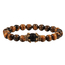 Load image into Gallery viewer, Black Lava Stone Crown Charm Tiger Eye Beads Bracelet For Men Women Braided Bracelets Handmade Adjustable Couple Distance Bracelets Lava Stone Beads Essential Oil Diffuser Adjustable Bracelet With King Queen Crown Charm