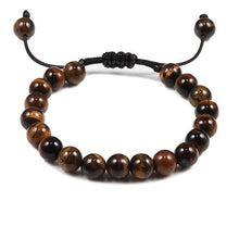 Load image into Gallery viewer, Black Lava Stone Crown Charm Tiger Eye Beads Bracelet For Men Women Braided Bracelets Handmade Adjustable Couple Distance Bracelets Lava Stone Beads Essential Oil Diffuser Adjustable Bracelet With King Queen Crown Charm