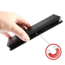 Load image into Gallery viewer, Black Leather Case for iPhone 11 12 13 14 Pro XS Max XR X 8 7 6S 6 Plus Magnet Flip Case Cover For iPhone Business Wallet Leather Case with Magnetic Flip Card Holder Kickstand Full Body Protective Anti-Drop Phone Case