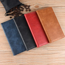 Load image into Gallery viewer, Black Leather Case for iPhone 11 12 13 14 Pro XS Max XR X 8 7 6S 6 Plus Magnet Flip Case Cover For iPhone Business Wallet Leather Case with Magnetic Flip Card Holder Kickstand Full Body Protective Anti-Drop Phone Case