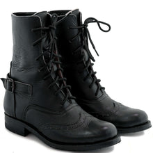 Load image into Gallery viewer, Black Leather Victorian Ankle Boots