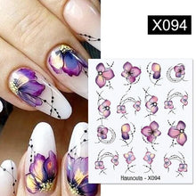 Load image into Gallery viewer, Black Lines Flower Leaves Water Decals Stickers Floral Face Marble Pattern Slider For Nails Summer Nail Art Decoration Summer Stickers on Nails Simple Summer Slider for Manicure Nail Art Watermark Manicure Decor