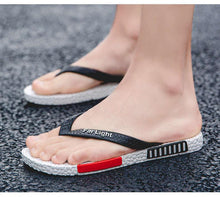 Load image into Gallery viewer, Black Man House Slippers Elegant Flip Flop Pool Slippers Summer Sandals Men's Shoes Breathable Air Mesh Comfortable Leather Flip Flops Non-Slip Sport Cushion Beach Outdoor Walking Slippers