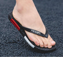Load image into Gallery viewer, Black Man House Slippers Elegant Flip Flop Pool Slippers Summer Sandals Men's Shoes Breathable Air Mesh Comfortable Leather Flip Flops Non-Slip Sport Cushion Beach Outdoor Walking Slippers