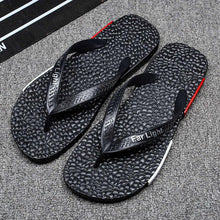 Load image into Gallery viewer, Black Man House Slippers Elegant Flip Flop Pool Slippers Summer Sandals Men's Shoes Breathable Air Mesh Comfortable Leather Flip Flops Non-Slip Sport Cushion Beach Outdoor Walking Slippers