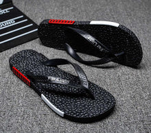 Load image into Gallery viewer, Black Man House Slippers Elegant Flip Flop Pool Slippers Summer Sandals Men's Shoes Breathable Air Mesh Comfortable Leather Flip Flops Non-Slip Sport Cushion Beach Outdoor Walking Slippers