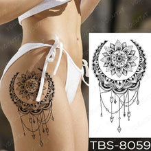 Load image into Gallery viewer, Black Sketchs Flowers Waterproof Temporary Tattoo Sticker Chest Flash Tattoo Wolf Diamond Flower Body Art Arm Fake Tattoo For Womens Men
