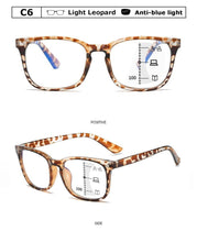 Load image into Gallery viewer, Black Square Multifocal Progressive Reading Glasses For Men Fashion With Diopters Anti-glare Computer Reading Gaming TV Phones Transparent Glasses For Women Men
