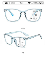 Load image into Gallery viewer, Black Square Multifocal Progressive Reading Glasses For Men Fashion With Diopters Anti-glare Computer Reading Gaming TV Phones Transparent Glasses For Women Men