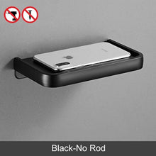 Load image into Gallery viewer, Black Toilet Paper Holder Multifunction Bathroom Storage Shelf Roll Paper Holder Toilet Paper Holder With Shelf Matte Black Toilet Paper Holder Toilet Paper Roll Holder Bathroom Adhesive Toilet Paper Holder