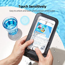 Load image into Gallery viewer, Black Waterproof Phone Case Bag For iPhone 14 13 12 Pro Max Swim Pouch For Universal Protective Phone Case Universal Waterproof Underwater Dustproof Touch Phone Case for iPhone