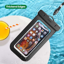 Load image into Gallery viewer, Black Waterproof Phone Case Bag For iPhone 14 13 12 Pro Max Swim Pouch For Universal Protective Phone Case Universal Waterproof Underwater Dustproof Touch Phone Case for iPhone