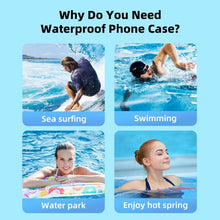 Load image into Gallery viewer, Black Waterproof Phone Case Bag For iPhone 14 13 12 Pro Max Swim Pouch For Universal Protective Phone Case Universal Waterproof Underwater Dustproof Touch Phone Case for iPhone