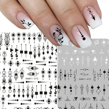 Load image into Gallery viewer, Black White 3D Nail Sticker Decals Cool English Letter Nail Art Decoration Manicure Design Christmas New Year Gift French Nail Art Stickers Decals 8Sheets Nail Art Supplies 3D Self-Adhesive Nail Art Decoration Pattern Nail Accessories Classic Simple