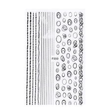 Load image into Gallery viewer, Black White 3D Nail Stickers Metal Gold Silver Geometric Tassel Strip Line Adhesive Transfer Decals Nail Art Design Gold Silver Metal Nail Sticker Metallic Curve Strip Line Nail Decal Self-Adhesive 3D Wave Design Nail Tips Decorations Manicure for Women