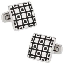Load image into Gallery viewer, Black White Enamel Square Cufflinks