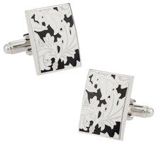 Load image into Gallery viewer, Black White Floral Cufflinks