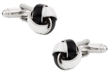 Load image into Gallery viewer, Black & White Knot Cufflinks