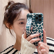 Load image into Gallery viewer, Black White Leopard Milk Pattern PU Leather Phone Case For iPhone 14 13 12 11 Pro XS MAX X XR 8 Plus Cover Hand Band Wrist Strap Women Leopard Pattern Clear Phone Case with Camera Protection Phone Protective Cover Modern Design Phone Cases