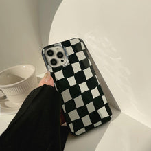 Load image into Gallery viewer, Black White Luxury Checkerboard Soft Phone Case For iPhone 14 13 12 11 Pro Max Mini X XR 7 8 Plus XS Shockproof Protective Cover Unisex Modern Phone Case Elegant Design