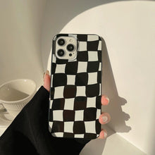 Load image into Gallery viewer, Black White Luxury Checkerboard Soft Phone Case For iPhone 14 13 12 11 Pro Max Mini X XR 7 8 Plus XS Shockproof Protective Cover Unisex Modern Phone Case Elegant Design
