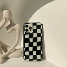 Load image into Gallery viewer, Black White Luxury Checkerboard Soft Phone Case For iPhone 14 13 12 11 Pro Max Mini X XR 7 8 Plus XS Shockproof Protective Cover Unisex Modern Phone Case Elegant Design