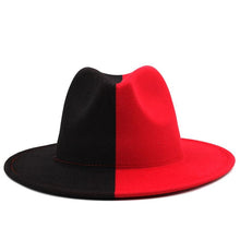 Load image into Gallery viewer, Black White Modern Unisex Fedora Hat Women Unisex Wide Brim Party Cowboy Cap Men Gentleman Wedding Hat Two Colors Fedora Hat Solid Color Wide Brim Winter Autumn Hat
