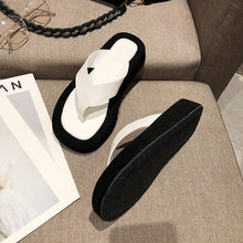 Load image into Gallery viewer, Black White Thick Bottom Flip Flops Women Famous Design Clip Toe Slippers Platform Slides Beach Comfort Thong Style Flip Flops Sandals For Women With Arch Support For Comfortable Walk