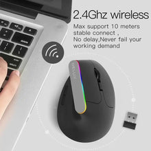 Load image into Gallery viewer, Black Wireless Ergonomic Mouse Vertical 1600 DPI Button Gaming Mouse RGB Optical USB Mice For PC And Laptop 2.4Ghz
