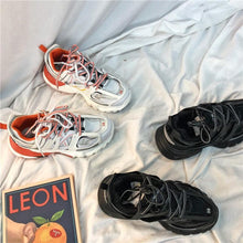 Load image into Gallery viewer, Black Womens Breathable Sneakers Spring Mesh Sneakers Woman Elegant Casual Sneakers Outdoor Sport Summer Couple Cushion Flats Running Womens Sneakers