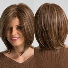 Load image into Gallery viewer, Blonde White Black Ombre Bob Synthetic Wigs for Women Straight Hair Wigs Cosplay Party Wig with bangs Heat Resistant Wigs For Black Women Cosplay Wigs For Women