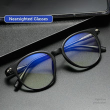 Load image into Gallery viewer, Blue Light Blocking Computer Glasses Retro Clear Lens Eyeglasses Frame And Myopia Glasses Men Women Short Sight Eyewear Blue Coated Women Diopter Eyeglass0 -0.5 -1 -1.5 -2 -2.5 -3 -3.5 -4 -5 -6
