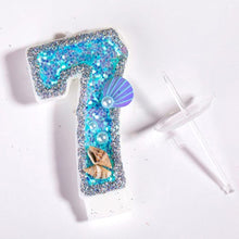 Load image into Gallery viewer, Blue Shell Glitter Number Birthday Candles Numeral Birthday Candles Cake Numeral Candles Number 0-9 Glitter Cake Topper Decoration for Birthday Wedding Anniversary Party Cake Toppers Birthday Wedding Digital Cakes Dessert Decor Birthday Decoration