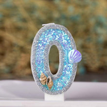 Load image into Gallery viewer, Blue Shell Glitter Number Birthday Candles Numeral Birthday Candles Cake Numeral Candles Number 0-9 Glitter Cake Topper Decoration for Birthday Wedding Anniversary Party Cake Toppers Birthday Wedding Digital Cakes Dessert Decor Birthday Decoration