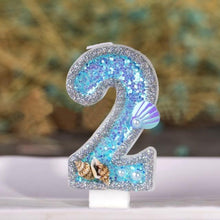 Load image into Gallery viewer, Blue Shell Glitter Number Birthday Candles Numeral Birthday Candles Cake Numeral Candles Number 0-9 Glitter Cake Topper Decoration for Birthday Wedding Anniversary Party Cake Toppers Birthday Wedding Digital Cakes Dessert Decor Birthday Decoration
