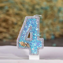 Load image into Gallery viewer, Blue Shell Glitter Number Birthday Candles Numeral Birthday Candles Cake Numeral Candles Number 0-9 Glitter Cake Topper Decoration for Birthday Wedding Anniversary Party Cake Toppers Birthday Wedding Digital Cakes Dessert Decor Birthday Decoration
