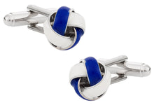 Load image into Gallery viewer, Blue & White Knot Cufflinks