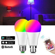 Load image into Gallery viewer, Bluetooth E27 LED Bulb RGB Smart Light Bulbs 15W B22 RGBW RGBWW Lampada Colorful Dimmable Phone APP Control LED Lamp For Home WiFi & Bluetooth 5.0, Compatible w/ Alexa & Google Without Hub, Dimmable, Music Sync, Schedules, Color Changing Light Bulb RGBW