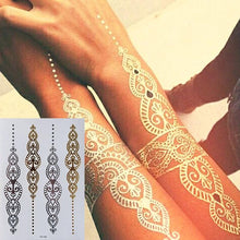 Load image into Gallery viewer, Body Tattoo Art Painting Stickers Glitter Gold Silver Temporary Waterproof Nontoxic Long Lasting Tattoos