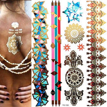 Load image into Gallery viewer, Body Tattoo Art Painting Stickers Glitter Gold Silver Temporary Waterproof Nontoxic Long Lasting Tattoos