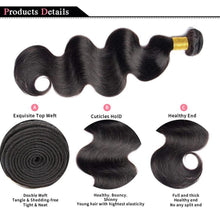 Load image into Gallery viewer, Brazilian Body Wave Hair Bundles - 100% Natural Black Human Hair Extensions, 3 PCS for Effortless Glam