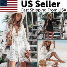 Load image into Gallery viewer, Boho Lace Maxi Beach Cover-Up Dress