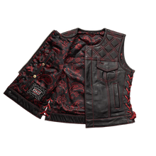 Load image into Gallery viewer, Bonnie - Women's Motorcycle Leather Vest - Diamond Quilt