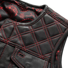 Load image into Gallery viewer, Bonnie - Women's Motorcycle Leather Vest - Diamond Quilt