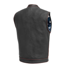Load image into Gallery viewer, Born Free Men's Leather Motorcycle Leather Vest - Red Stitch