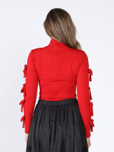 Load image into Gallery viewer, Bow Tie Sleeve Detailed Mock Neck Top