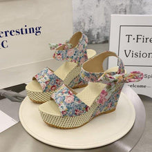 Load image into Gallery viewer, Bowknot Women High Heeled Shoes Summer Sandals Party Platform High Heels Shoes Lace Up Platform Beautiful Sandals Ankle Strap Slingback Dress Shoes