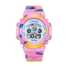 Load image into Gallery viewer, Boys Sports Military Kids Digital Watches Student Childrens Watch Fashion Luminous Led Alarm Camouflage Green Waterproof 7 Color Led Backlight Multifuction Wristwatch For Boys Girls